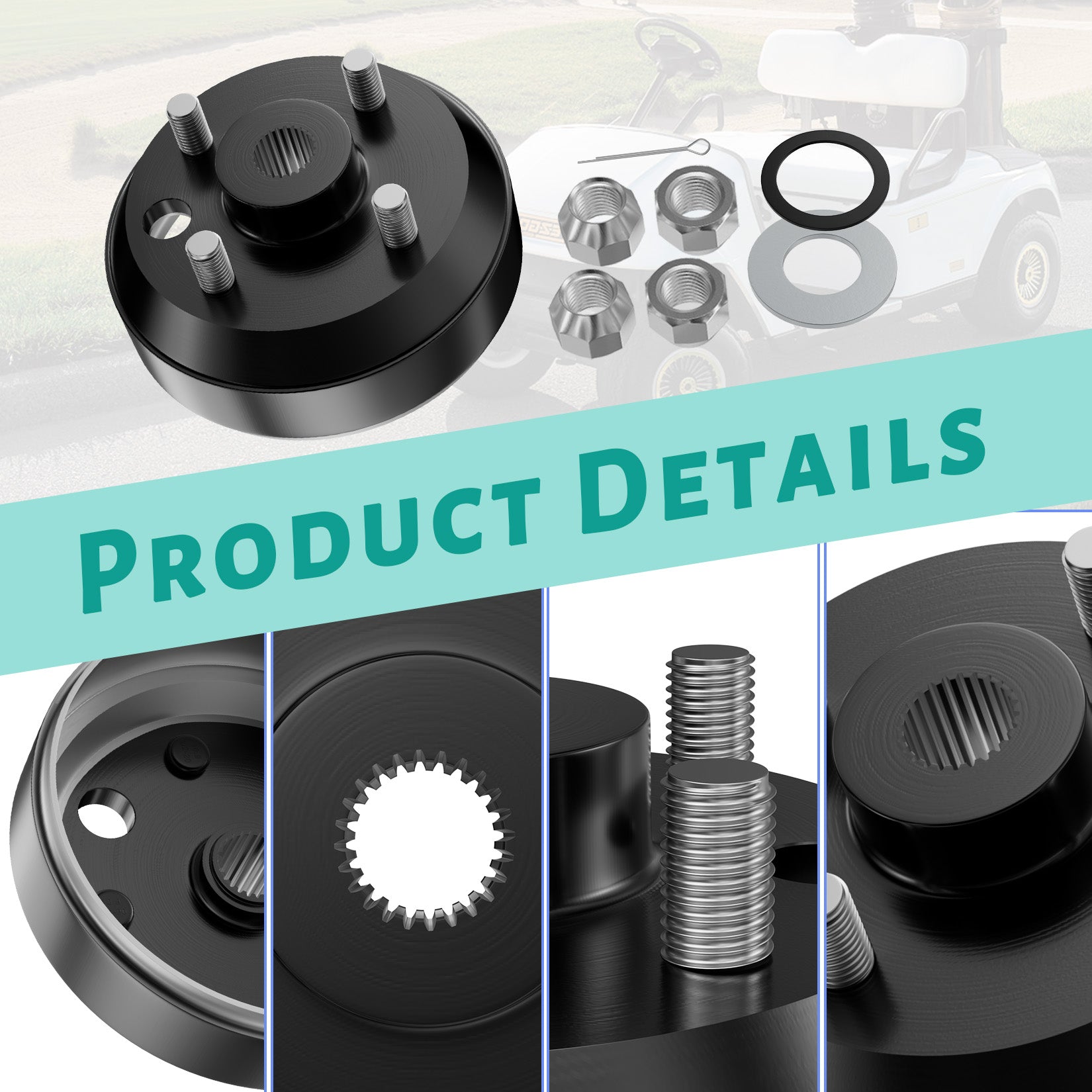 Golf Cart Brake Drum Hub Assembly for EZGO TXT Elec 1982-Up & 1982-1993 2-Cycle Gas Models, 24 Tooth Star Spline | Drive-up