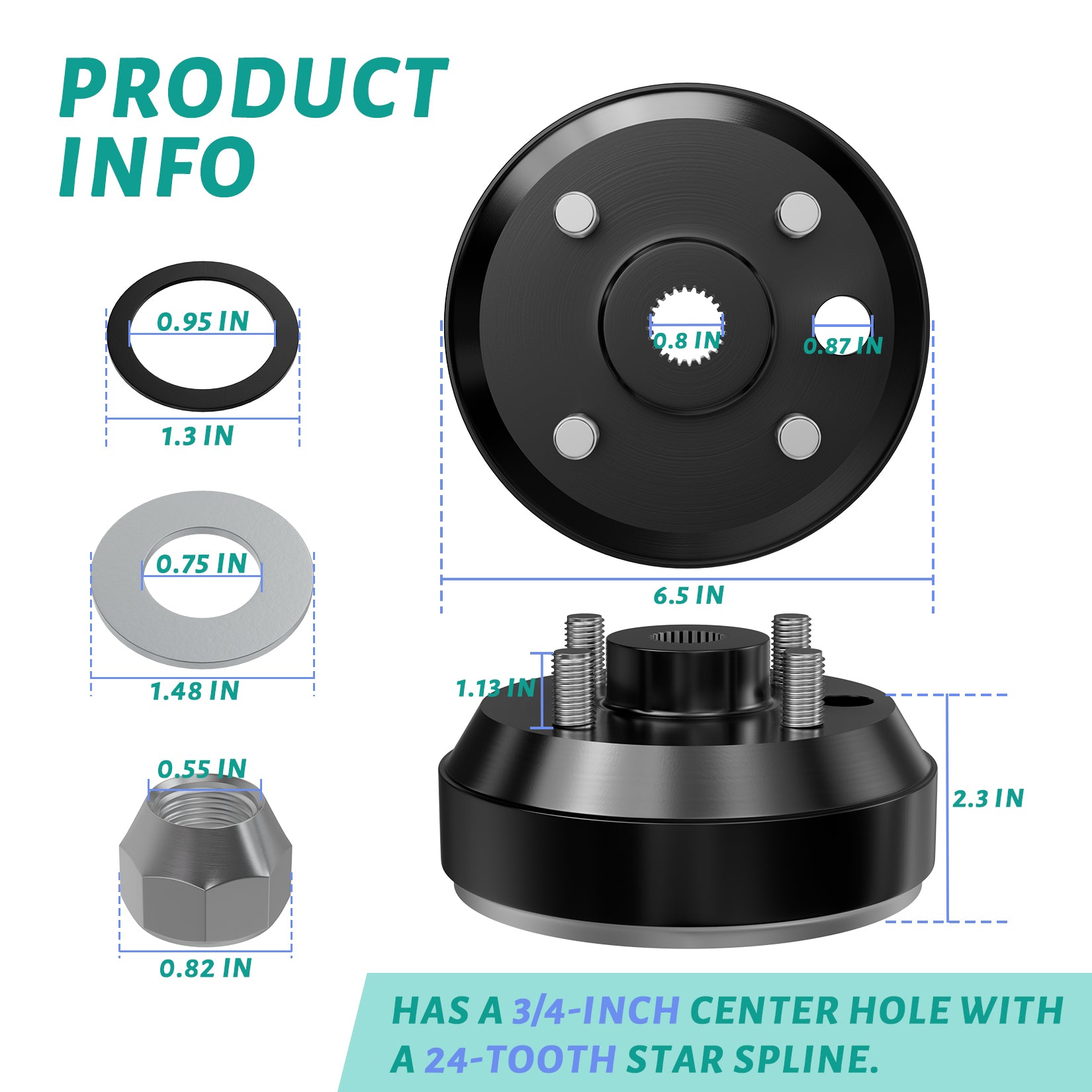 Golf Cart Brake Drum Hub Assembly for EZGO TXT Elec 1982-Up & 1982-1993 2-Cycle Gas Models, 24 Tooth Star Spline | Drive-up