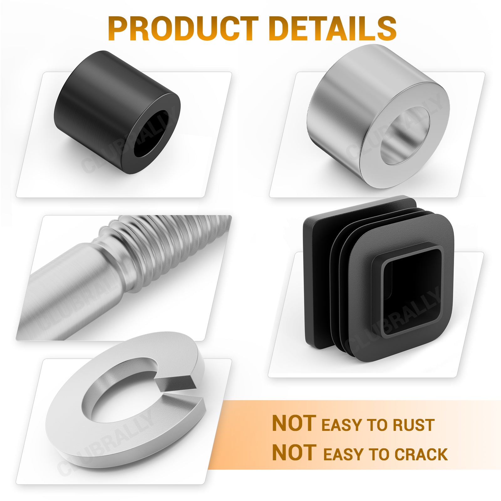Drive-up Golf Cart Suntop Hardware Kit, Front Top Strut Stainless Steel Screw Bushings Repair Kit for 1994-2013 EZGO DCS/PDS/TXT/Medalist 2-Seater Model, OEM#75465-G01