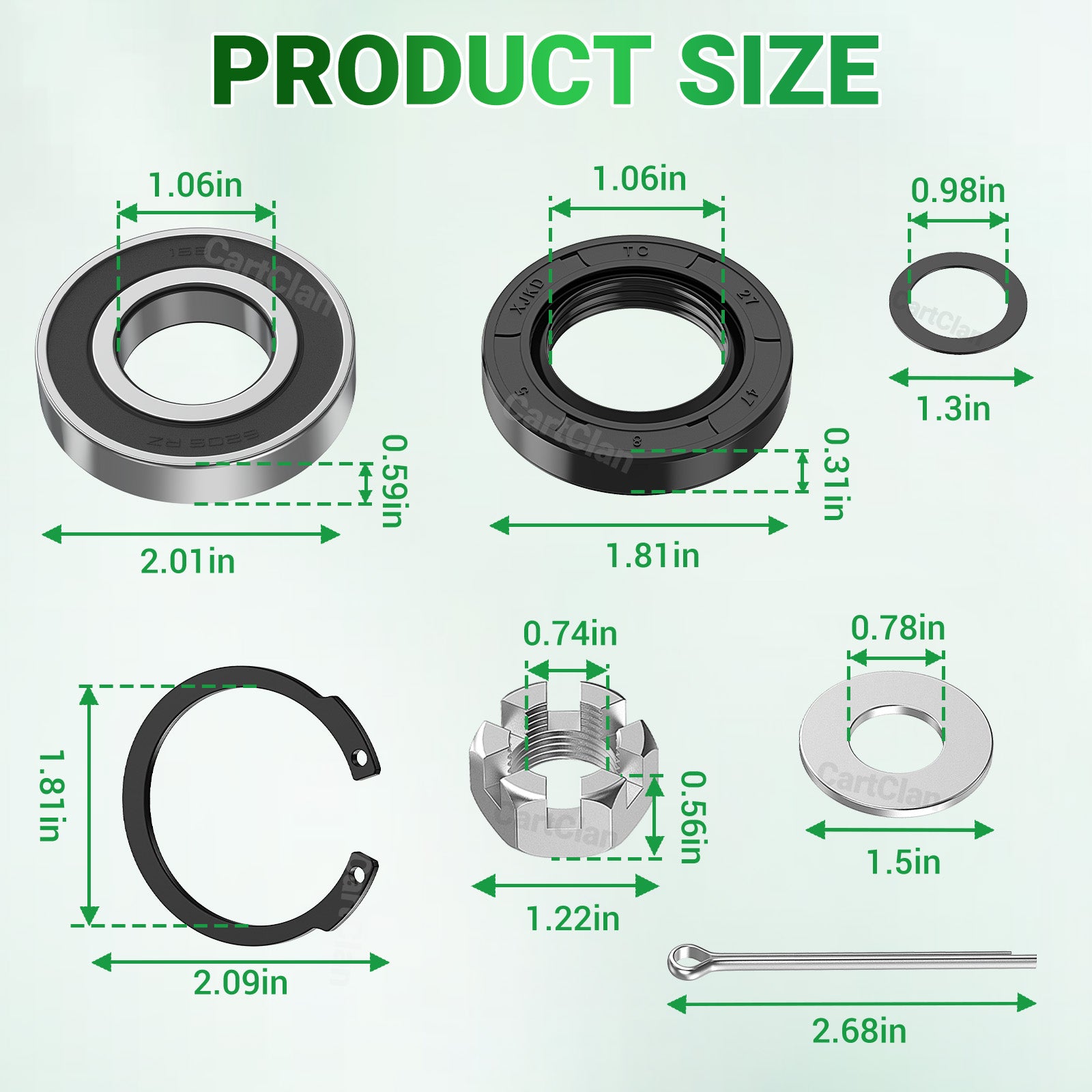 EZGO TXT Gas Golf Cart Long and Short Half Shafts with Bearings Oil Seal Circlip Kit, OEM #26811-G01 |Drive-up