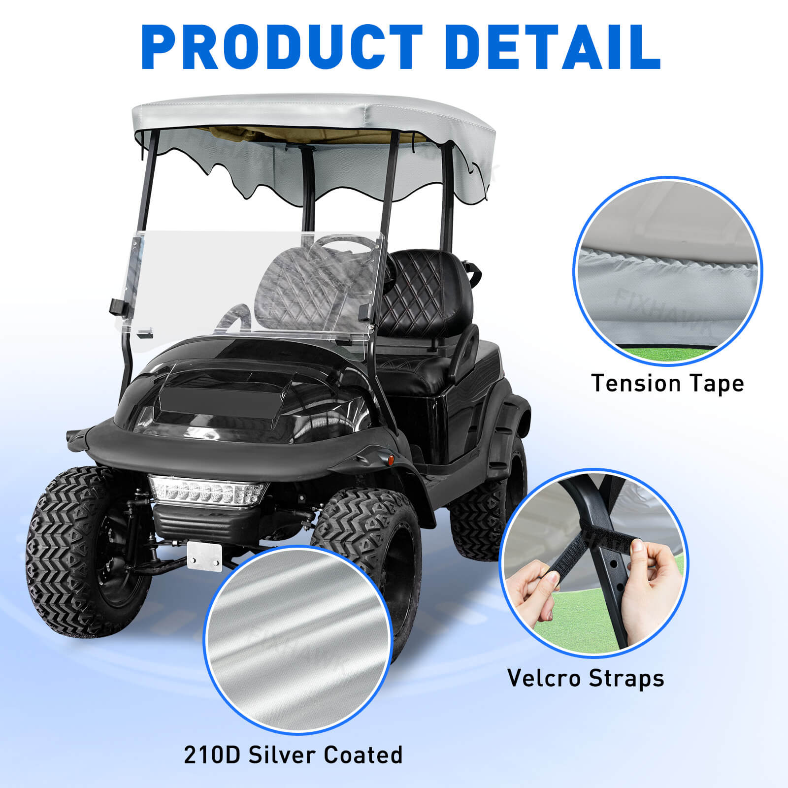 Golf Cart Roof Sun Shade Cover for Club Car Precedent 2 Passenger Models | Drive-up