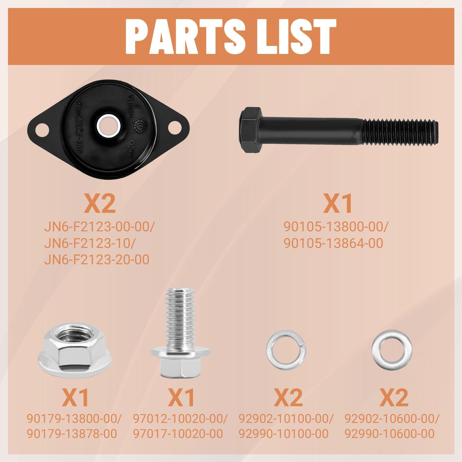 Golf Cart Rear Arm Front Bushing Mounting Kit, Applicable to 1996-Up Yamaha G&E G16,G19,G20,G21,G22,G23,27,G28,G29 Drive Alternate OEM #JN6-F2123-00-00/ JN6-F2123-10/ JN6-F2123-20-00