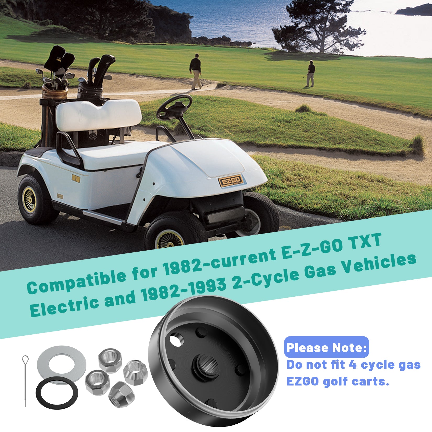 Golf Cart Brake Drum Hub Assembly for EZGO TXT Elec 1982-Up & 1982-1993 2-Cycle Gas Models, 24 Tooth Star Spline | Drive-up