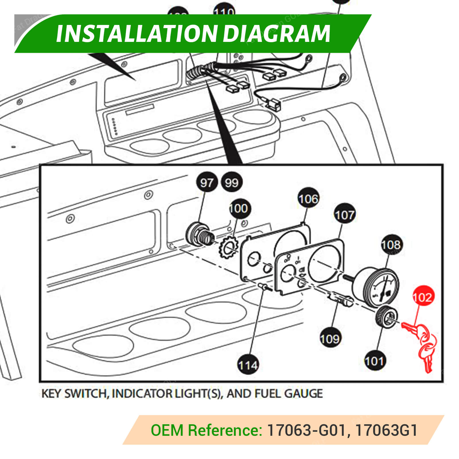 EZGO Key Ignition 25-Pack - Fits 1981+ Golf Carts (OEM 17063-G01) | Drive-up