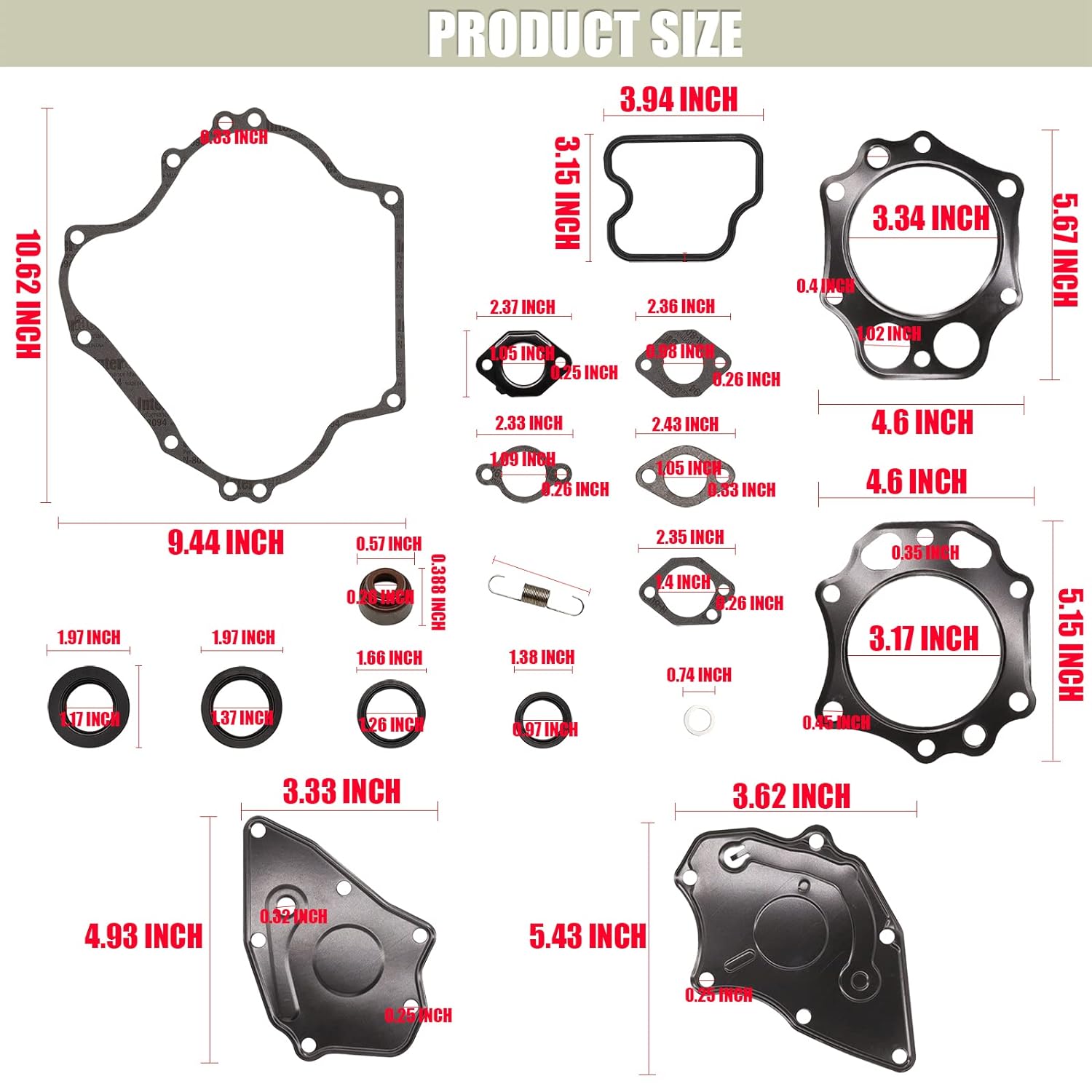 Drive-up Golf Cart 290cc & 350cc Engine Gasket Kit & Seal for Club Car DS Precedent Gas 1992-2015 FE290 & FE350 Kawasaki Engine