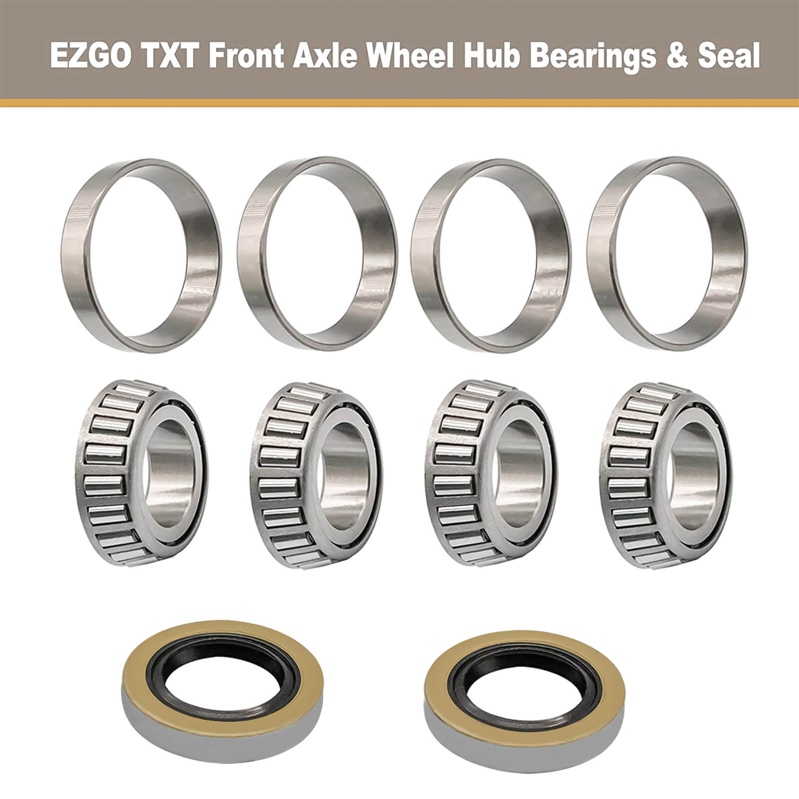 EZGO TXT Golf Cart Front Wheel Bearing & Seal Replacement Kit 1976-Up |Drive-up