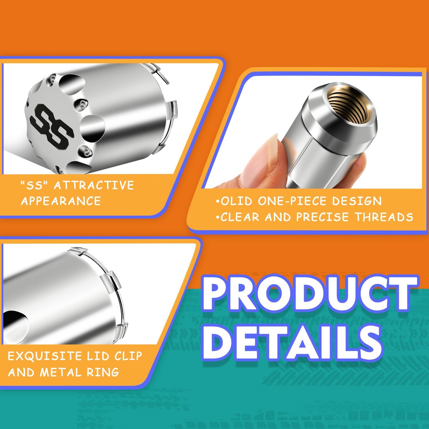 Chrome Golf Cart Center Caps & Wheel Lug Nuts Kit, 4 PCS ITP SS Wheel Hub Cap and 16 PCS Lug Nut for EZGO, Club Car¡
