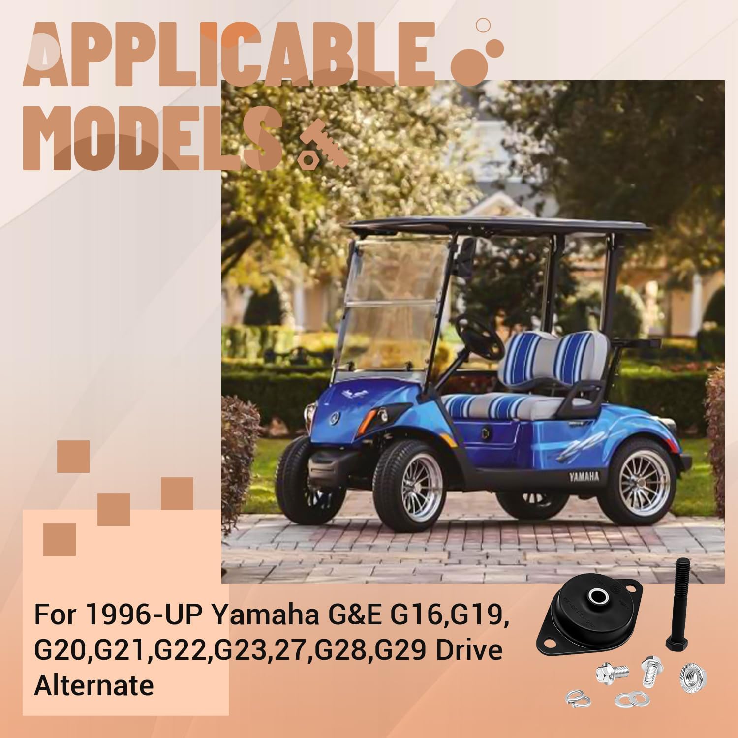 Golf Cart Rear Arm Front Bushing Mounting Kit, Applicable to 1996-Up Yamaha G&E G16,G19,G20,G21,G22,G23,27,G28,G29 Drive Alternate OEM #JN6-F2123-00-00/ JN6-F2123-10/ JN6-F2123-20-00
