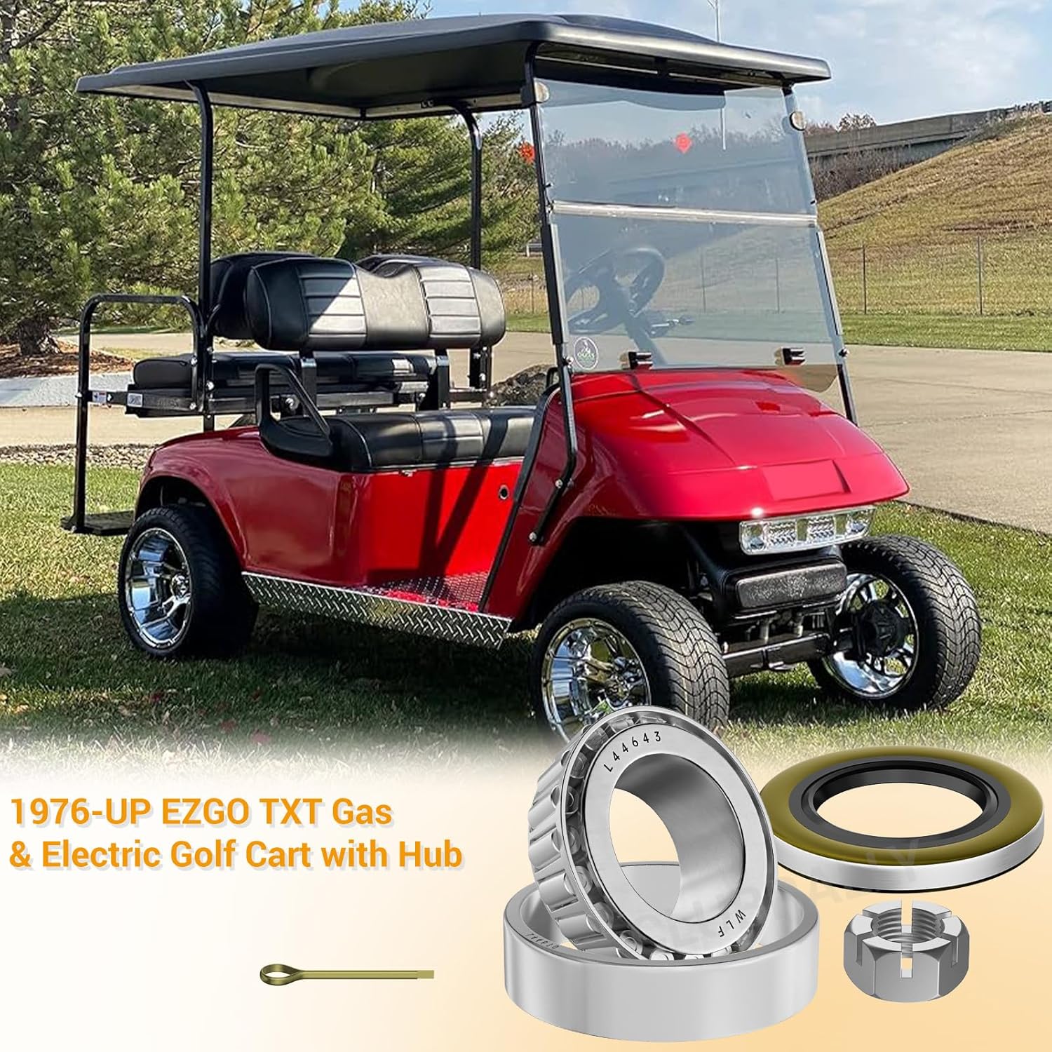 EZGO TXT Golf Cart Front Wheel Bearing & Seal Replacement Kit 1976-Up |Drive-up
