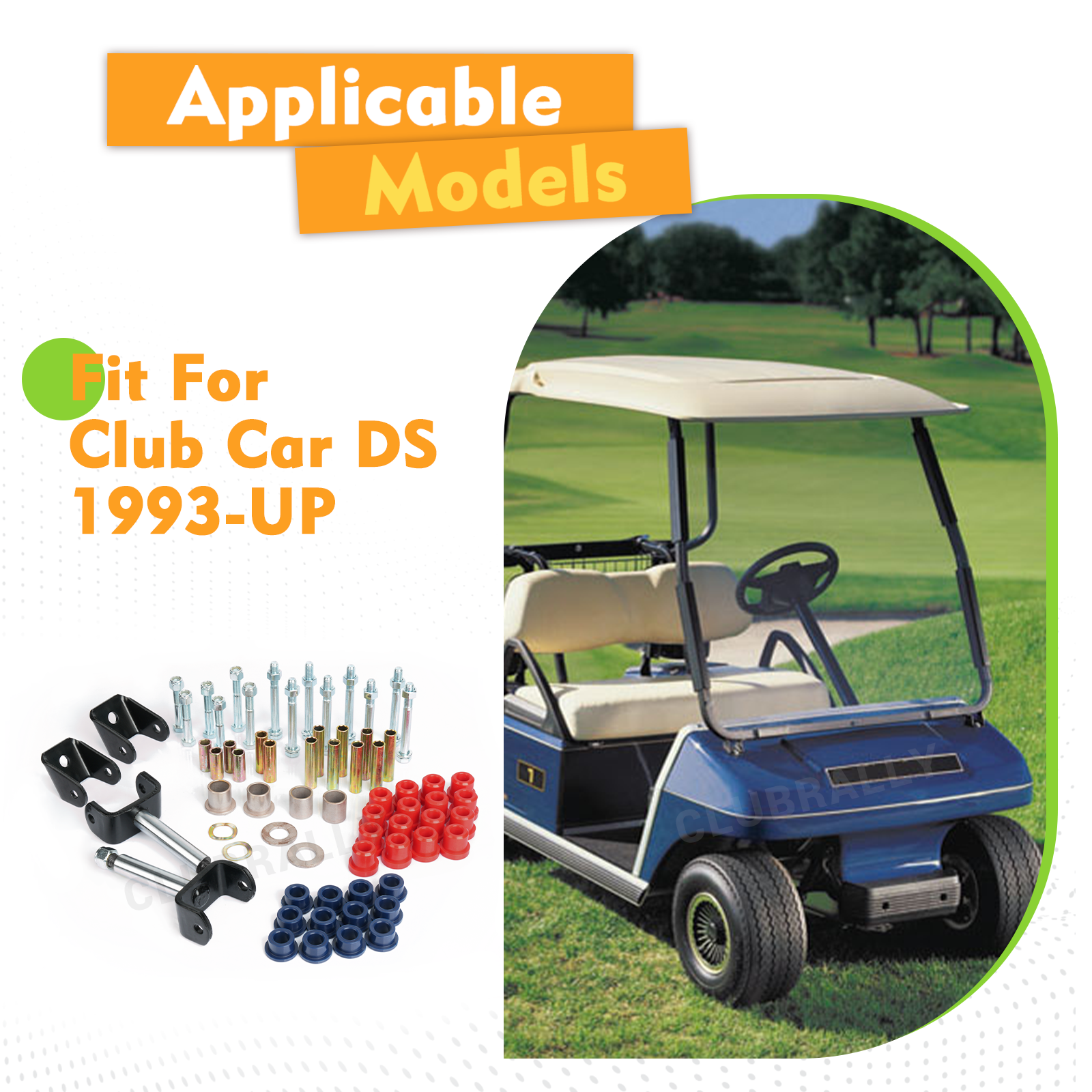 Club Car Deluxe Golf Cart Front and Rear End Repair Bushing Kit, Upgrade DS Front End Rebuild Kit for DS 1993-Up |Drive-up