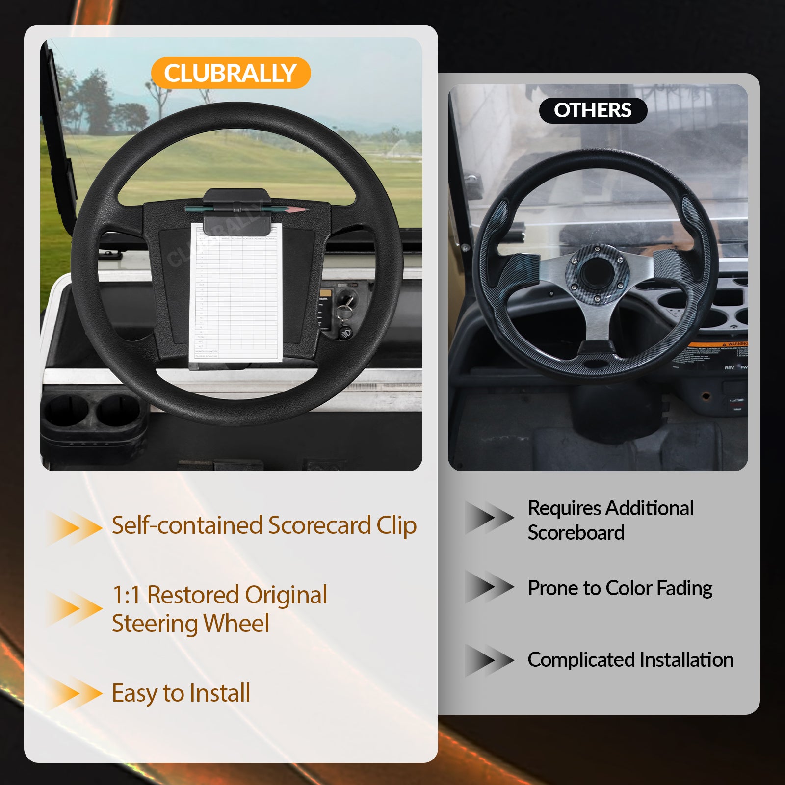 Club Car DS Steering Wheel OEM, 13.77" Anti-Slip Golf Cart Steering Wheel for Club Car DS | Drive-up
