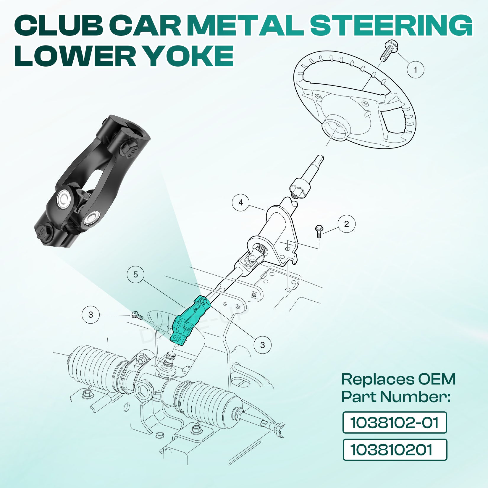 Golf Cart Metal Steering Lower Yoke for Club Car Precedent & Tempo | Drive-up
