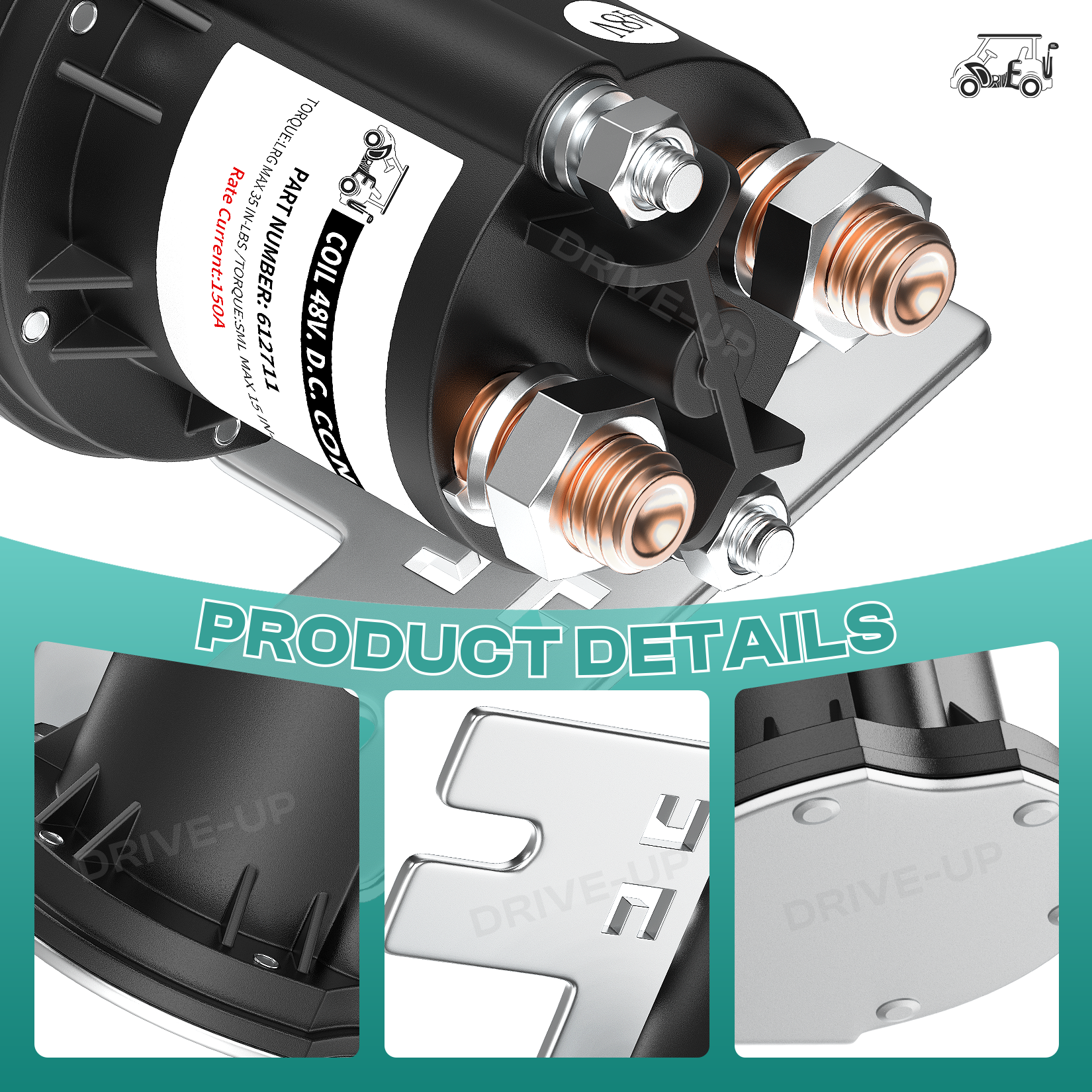 EZGO TXT 48 Volt Solenoid for Electric 2010-Up and All 48V MPT 800/1000 Vehicles Golf Cart |Drive-up