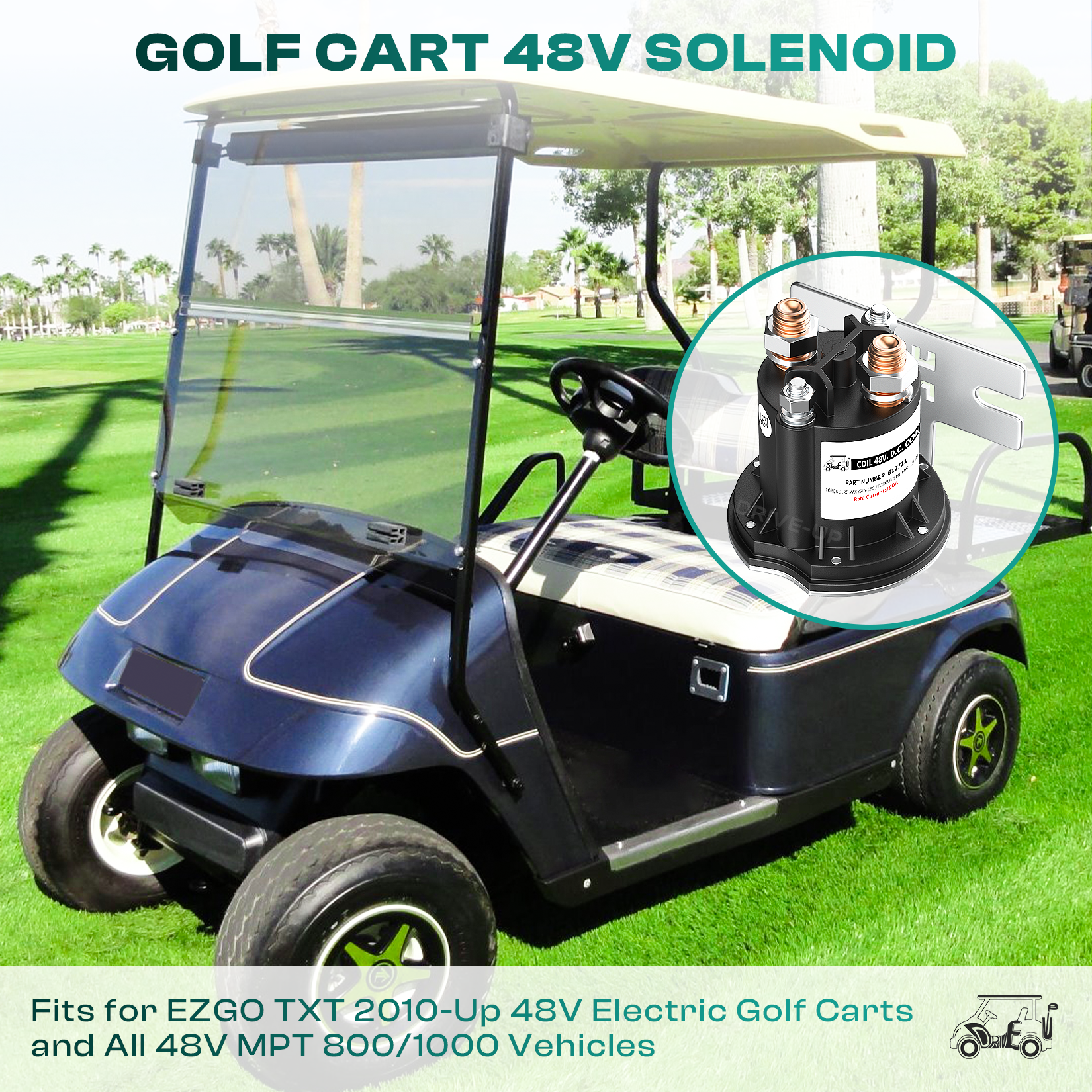 EZGO TXT 48 Volt Solenoid for Electric 2010-Up and All 48V MPT 800/1000 Vehicles Golf Cart |Drive-up