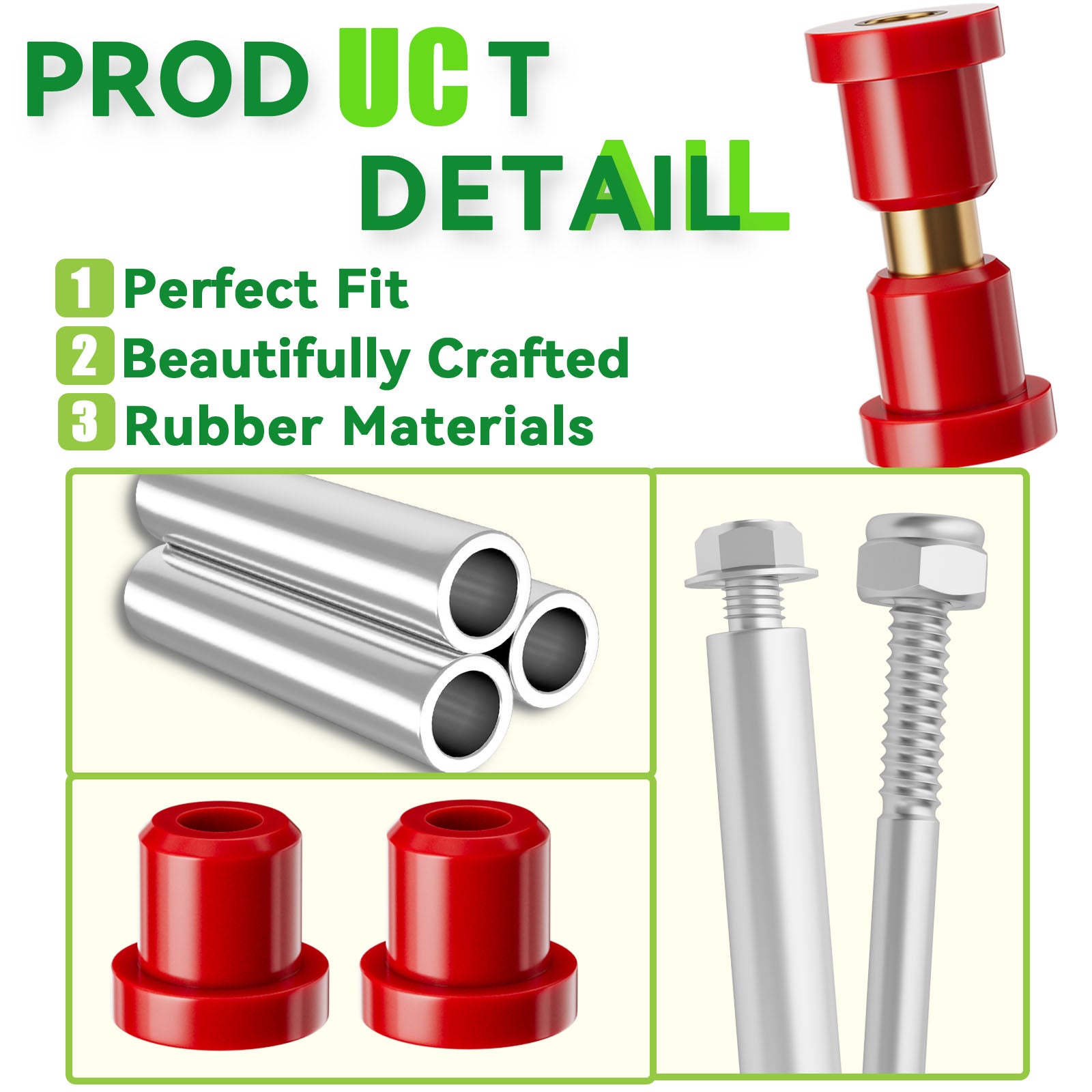 Golf Cart Bushings Kit, EZGO Rear Leaf Spring Polyurethane Bushings for EZGO TXT Medalist, Club Car DS, OEM 70289G01, 1015583 |Drive-up