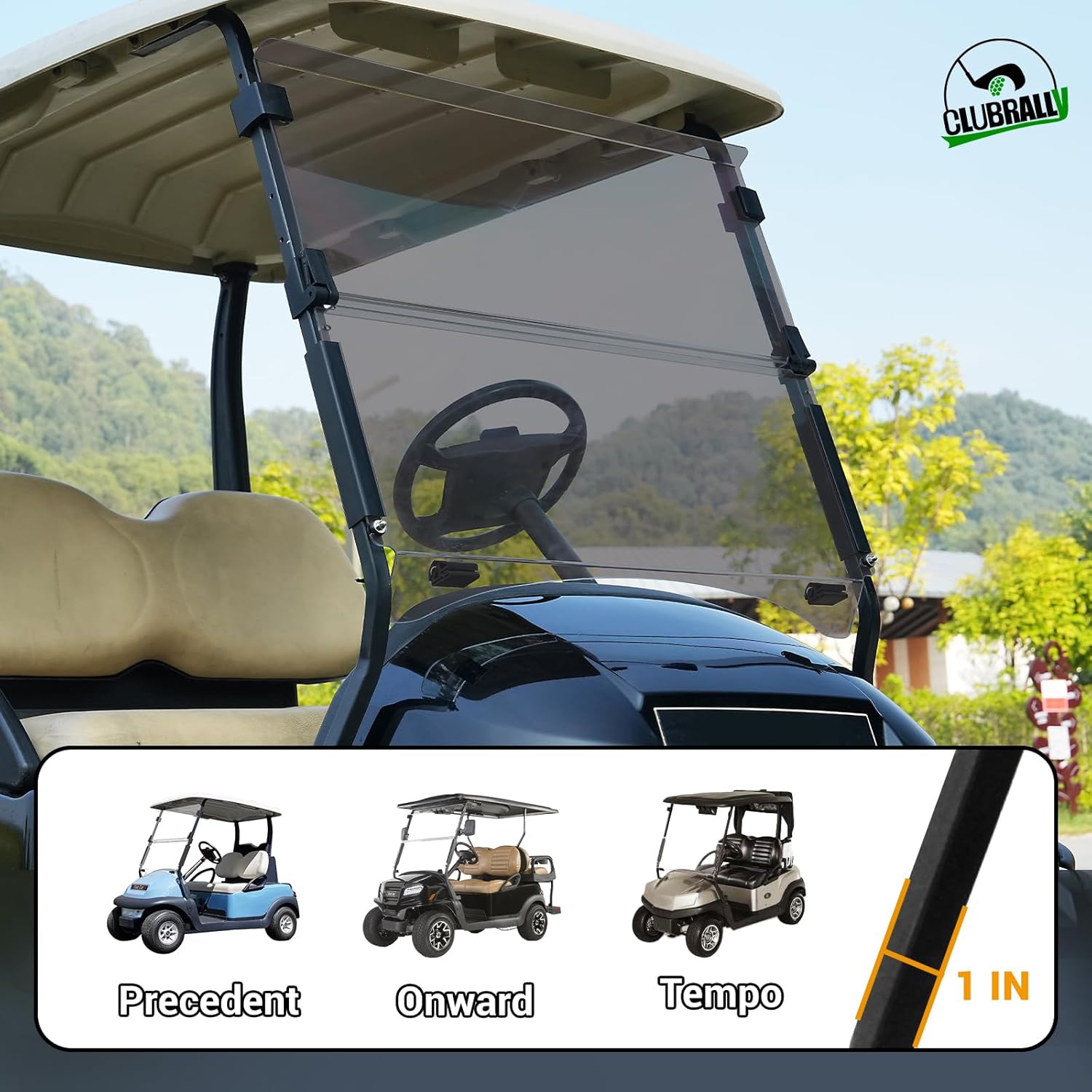 Golf Cart Club Car Windshield Tinted, Fold Down and Anti-UV Windshield Kit for 2004-Up Precedent/ Tempo/ Onward |Drive-up