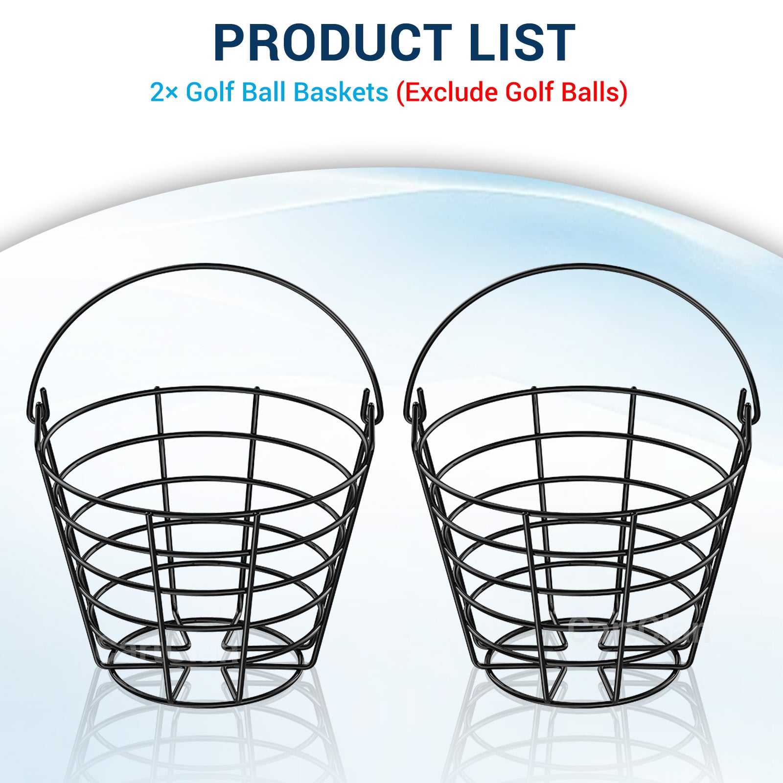 Golf Ball Basket, Golf Ball Container Bucket with Handle, Holds 50 Balls, 2 Pack |Drive-up