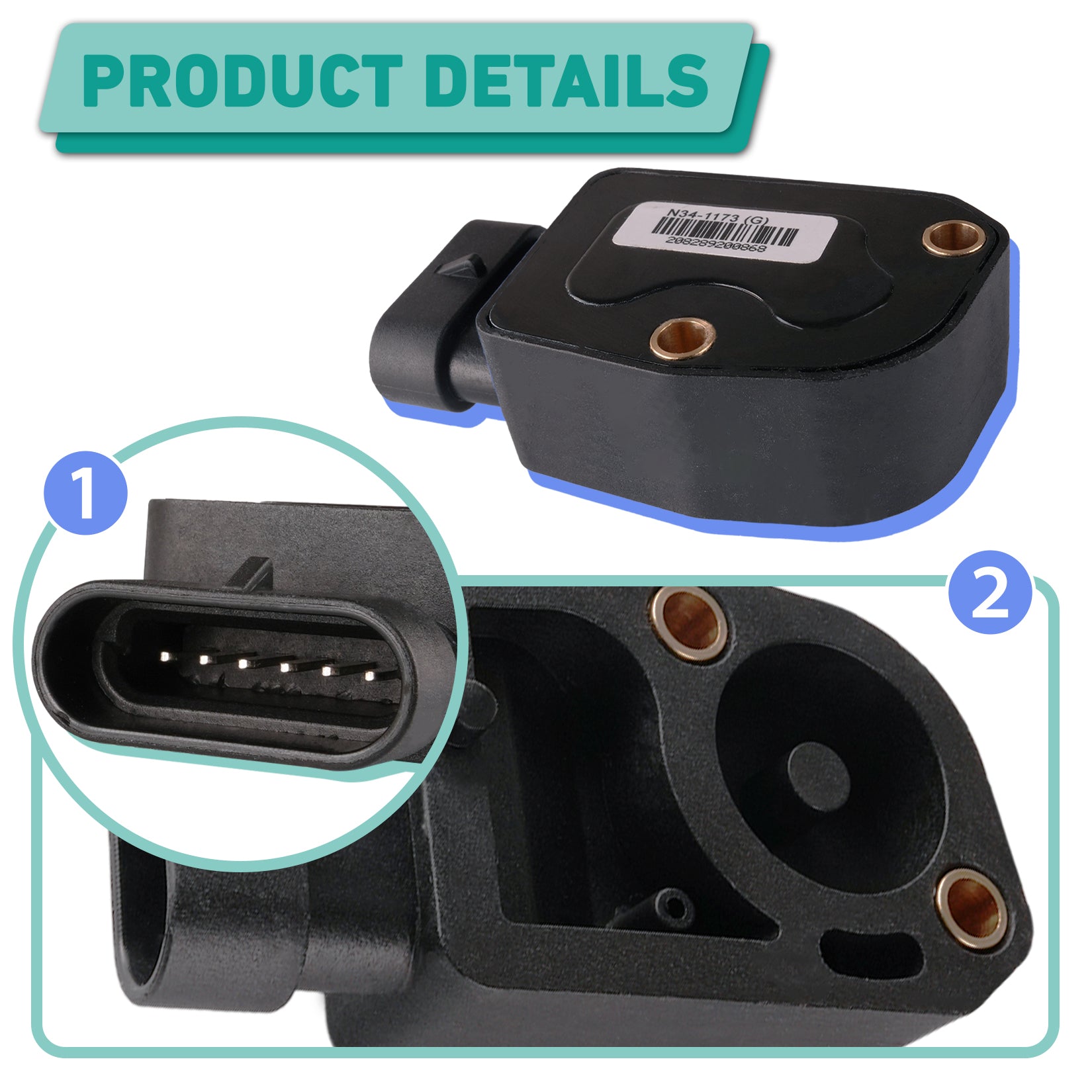 Club Car Throttle Sensor for Precedent/ Tempo/ Onward 2010-Up Gas Models, Replaces OEM #N34-1173(G) | Drive-up