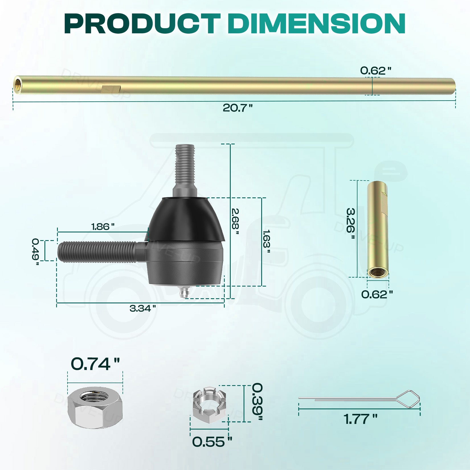 Golf Cart Tie Rod, Ball Joints and Rack Pinion Drag Link Kit for Club Car DS | Drive up