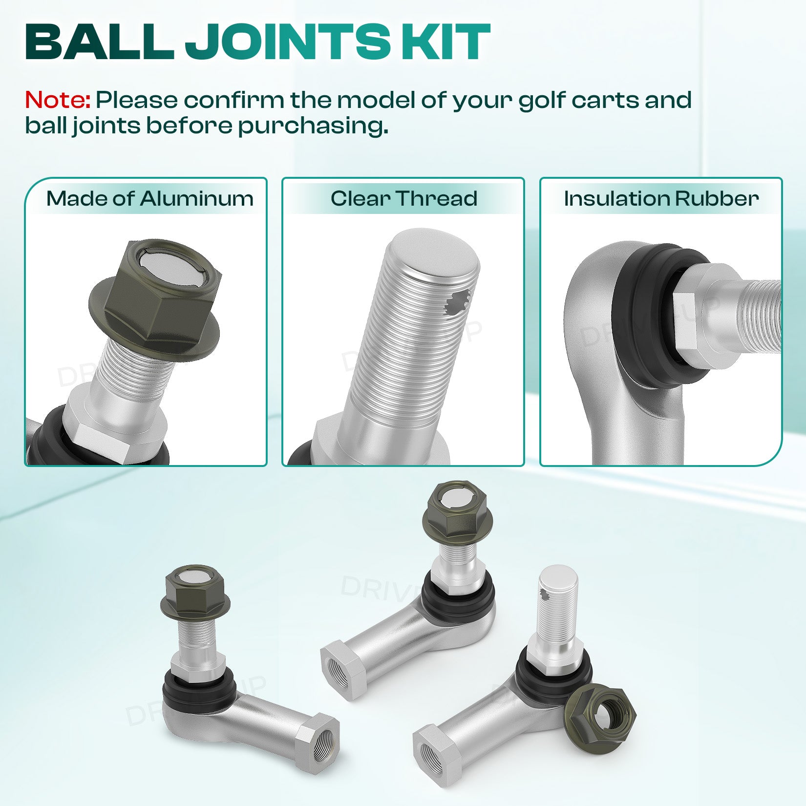 Golf Cart Tie Rod, Ball Joints and Rack Pinion Drag Link Kit for Club Car DS 2009-Up | Drive up