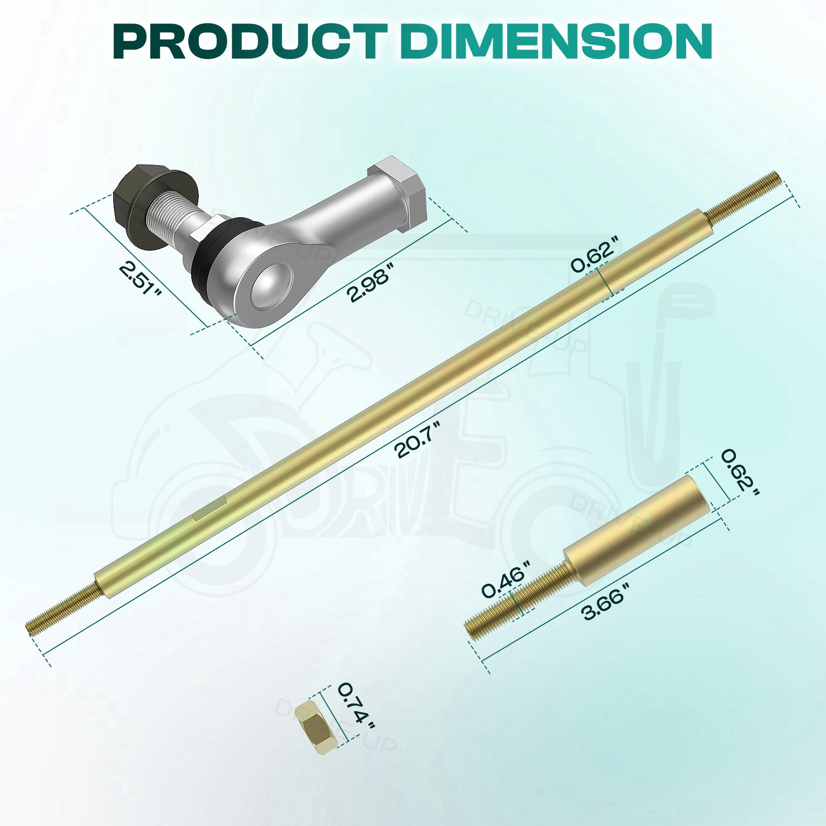 Golf Cart Tie Rod, Ball Joints and Rack Pinion Drag Link Kit for Club Car DS 2009-Up | Drive up