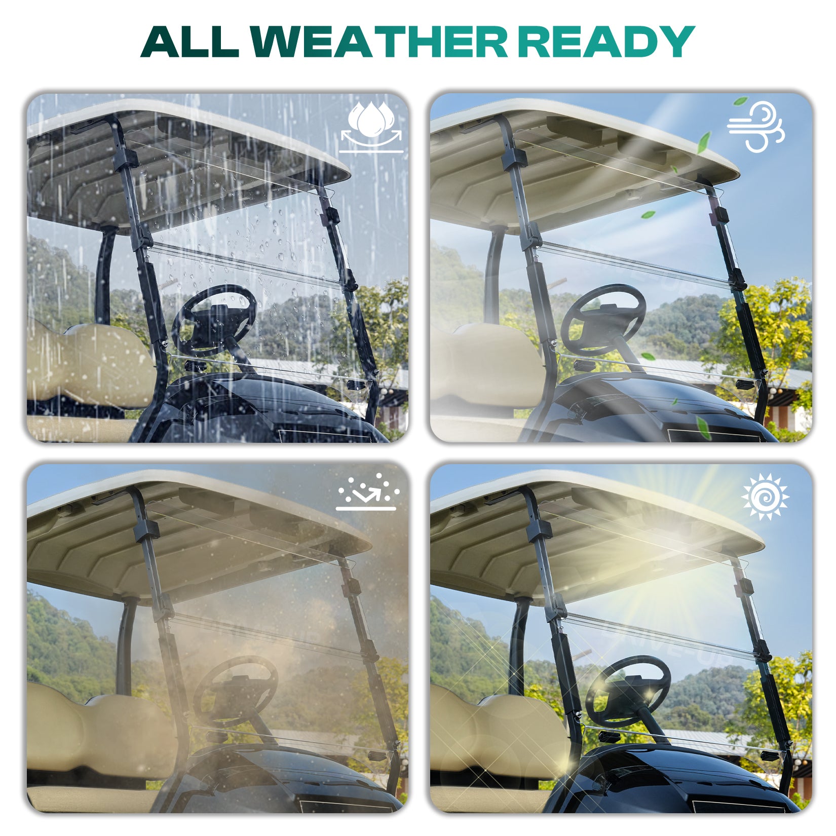 Golf Cart Club Car Precedent Windshield Windshield For 2004-Up G&E Models, Clear Foldable Windshield UV Protection |Drive-up