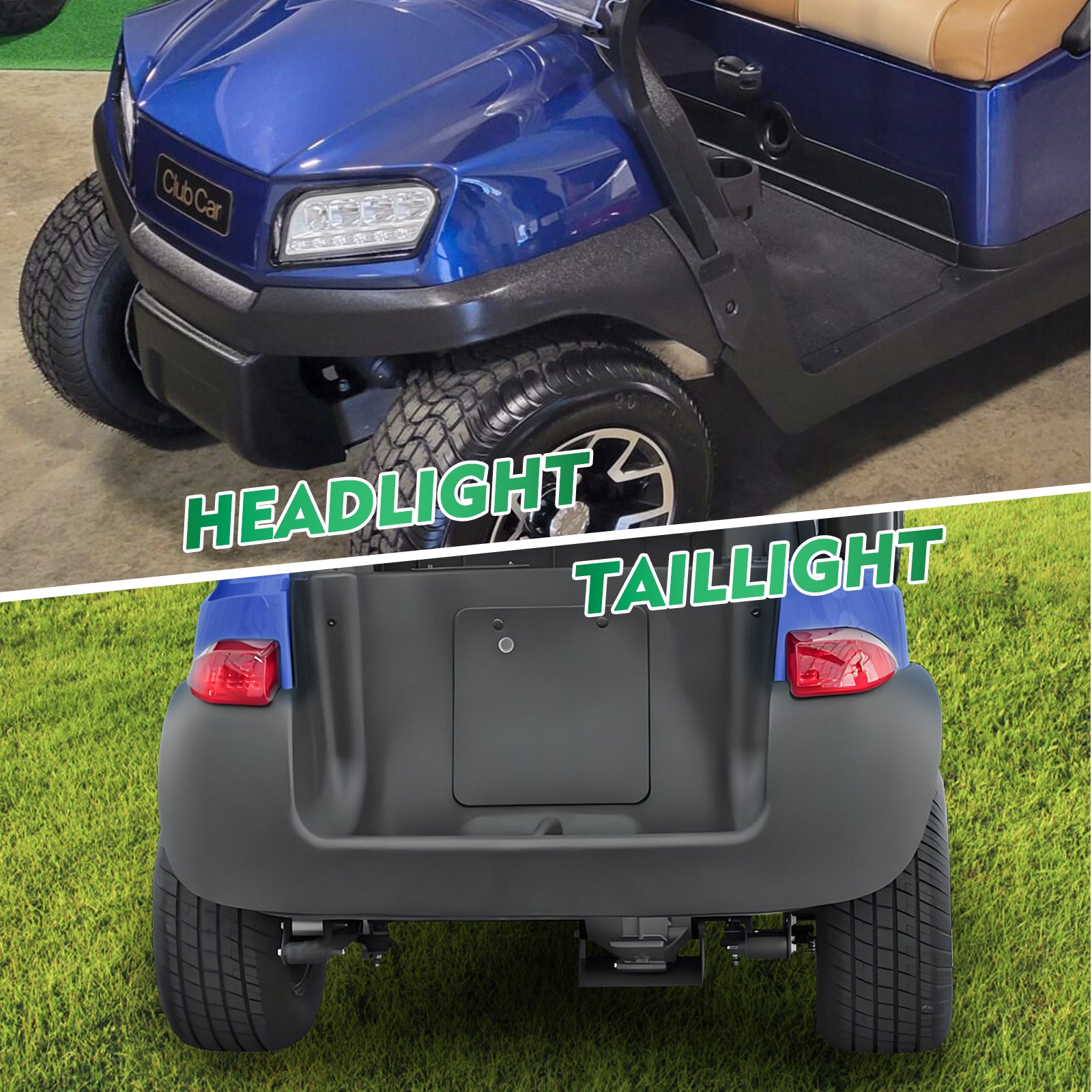 Golf Cart Club Car LED Light Kit, Tempo LED Headlight and Tail Light with Harness G&E Models |Drive-up