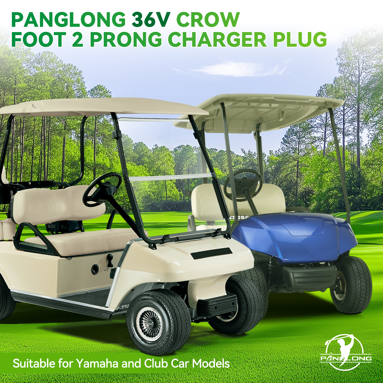 Golf Carts Crow Foot 2 Prong Charger Plug Suitable for Club Car and Yamaha(36 Volt) |Drive-up
