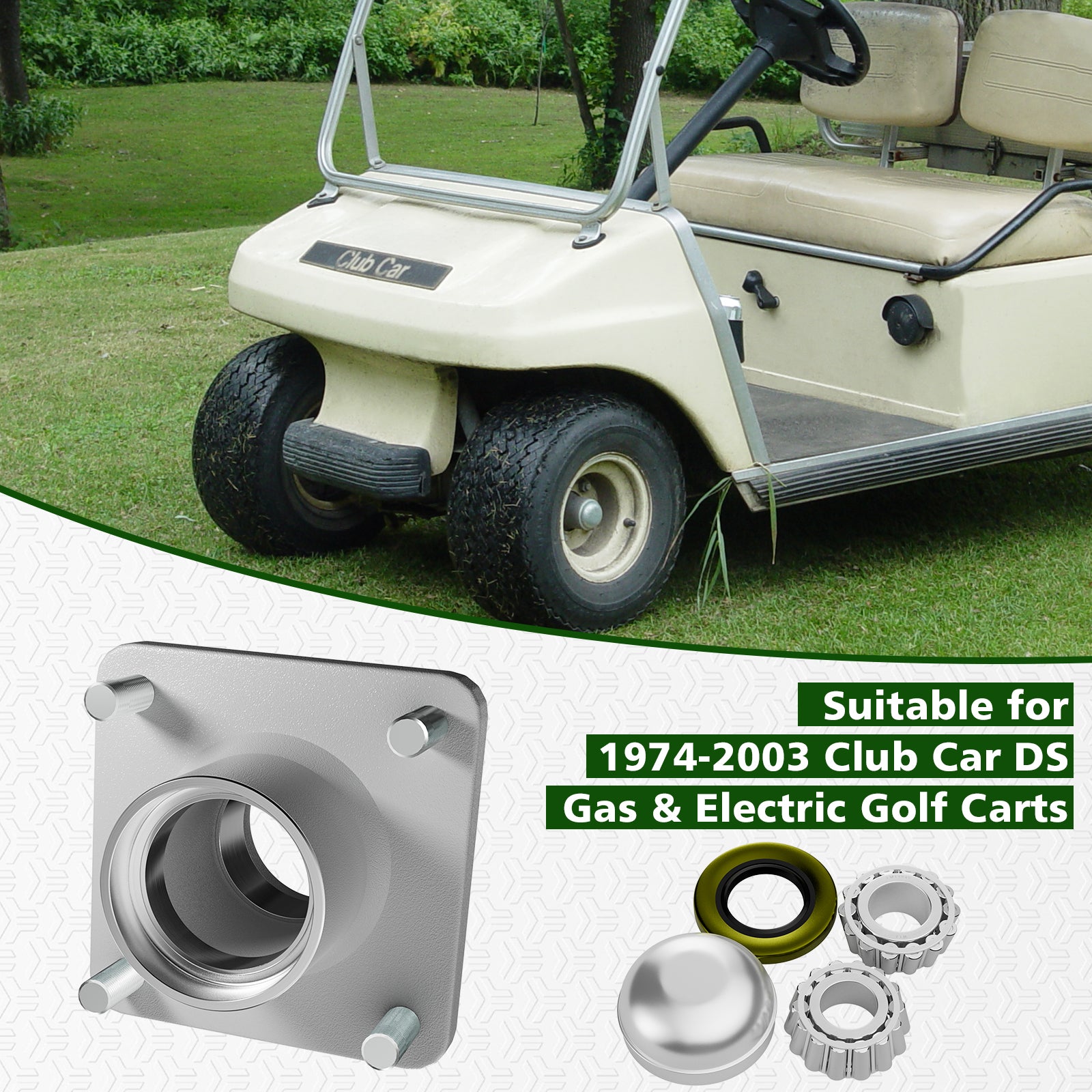 Golf Carts DS Aluminum Front Hub and Bearing Fit 1981-2003 Club Car DS, OEM #1011892 |Drive-up