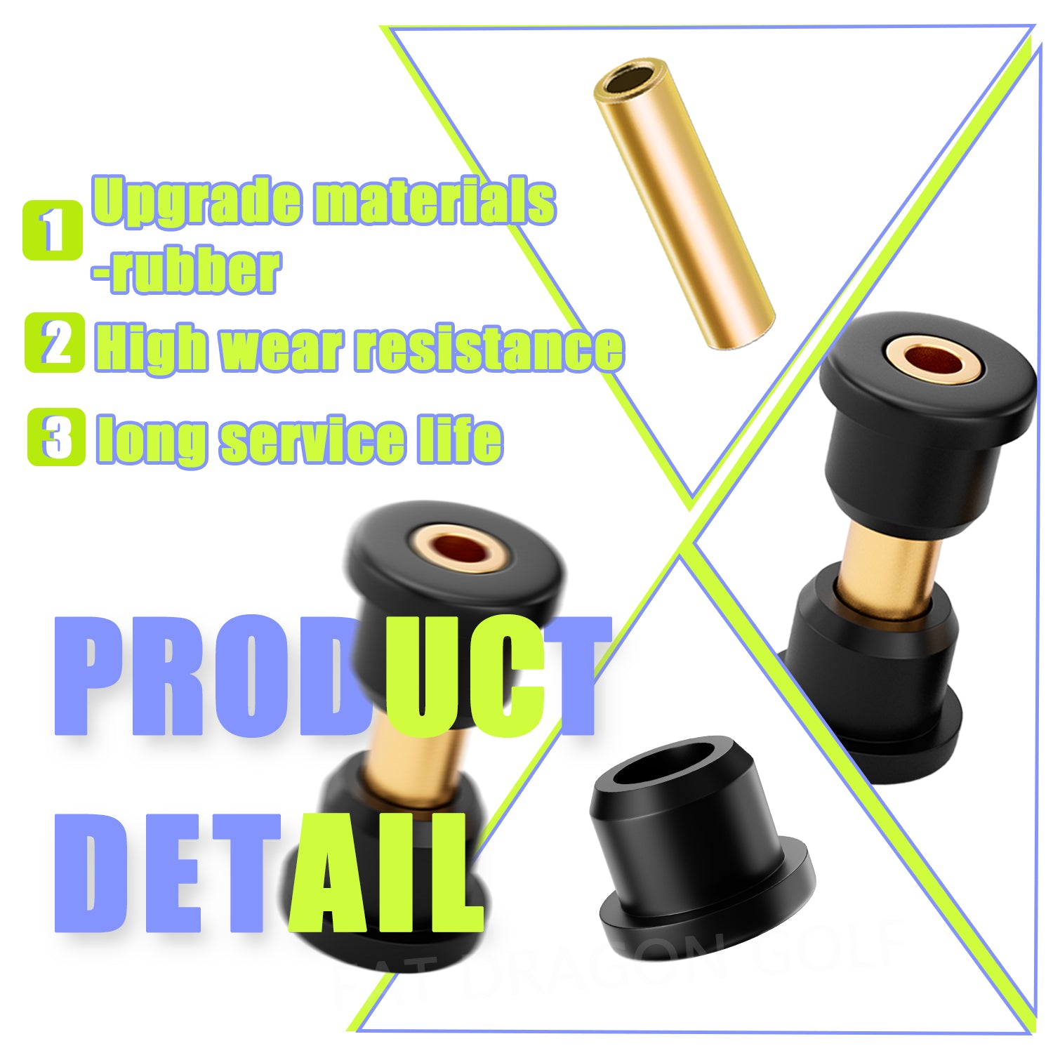Panglong Club Car Precedent Bushings, Rear Leaf Spring & Shackle Bushing and Sleeve Kit Suitable for 2004-Up Club Car Precedent Golf Cart; OEM#102506601, 102506301, 102506401