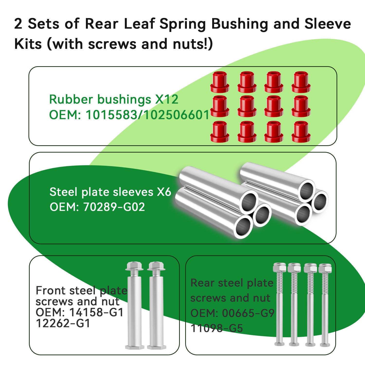 Golf Cart Bushings Kit, EZGO Rear Leaf Spring Polyurethane Bushings for EZGO TXT Medalist, Club Car DS, OEM 70289G01, 1015583 |Drive-up