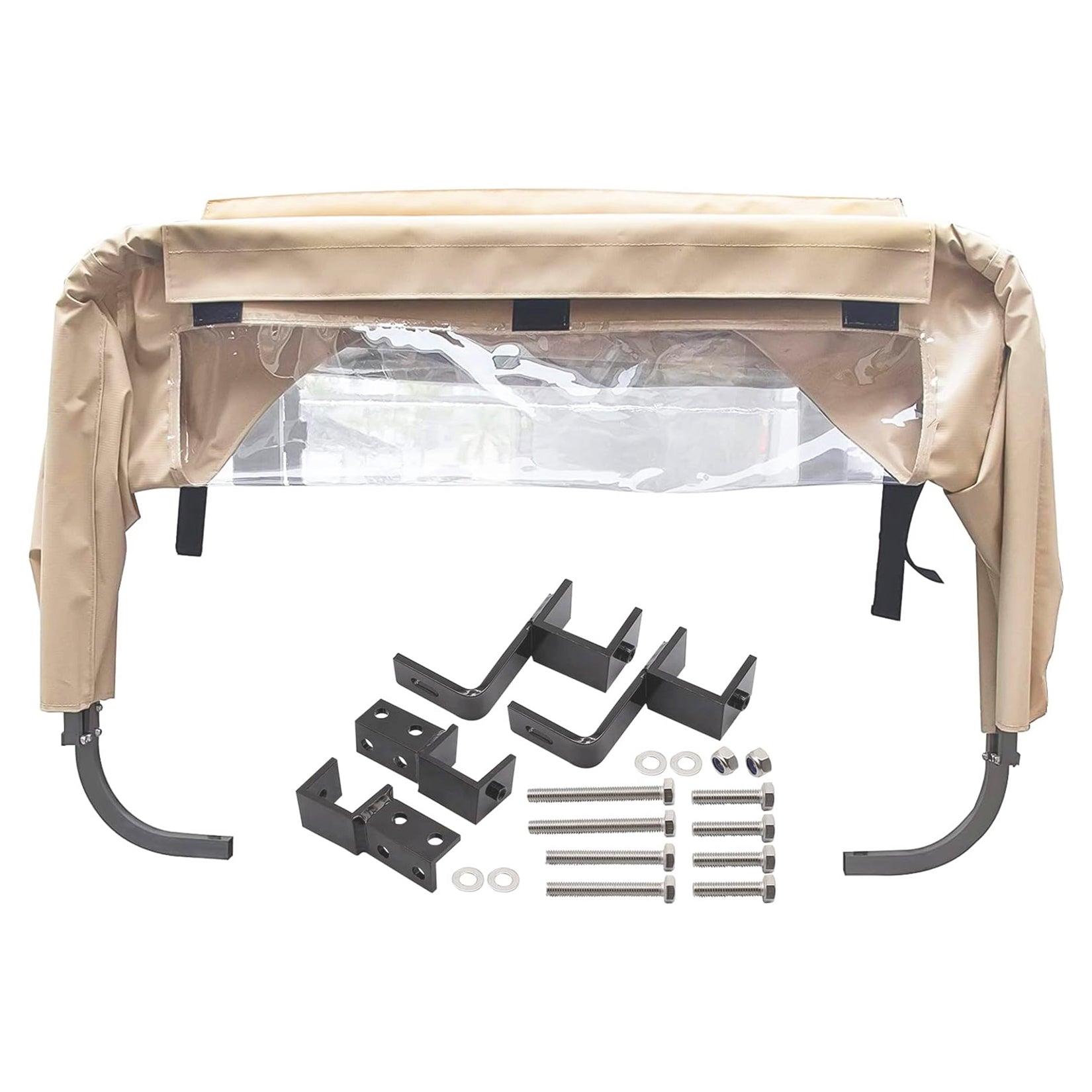 Drive-up Golf Cart Universal Rear Bag Rain Cover, Foldable Rain Cover - Beige