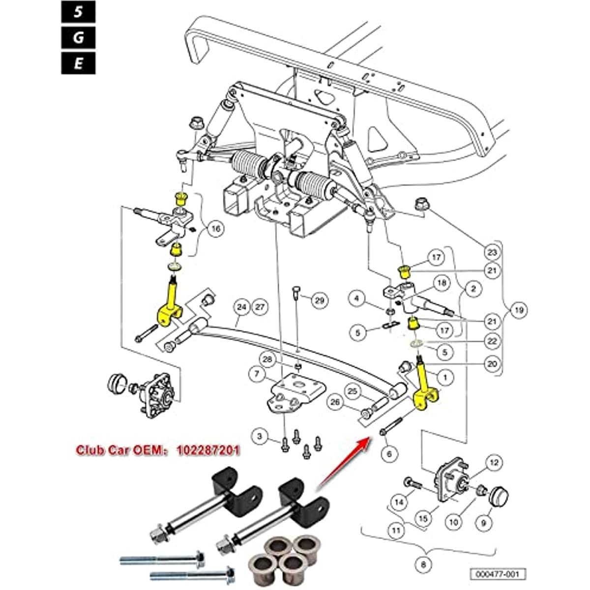 Front End King Pin Repair Kit for Club Car Precedent Tempo Golf Cart | Drive-up
