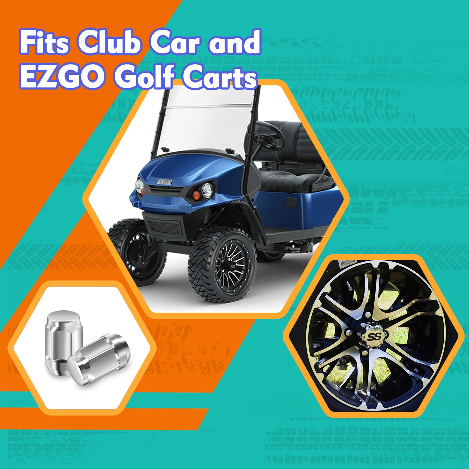 Golf Cart Wheel Lug Nut Kit for EZGO, Club Car, 1/2-20 Size 16 Packs Chrome/Silver