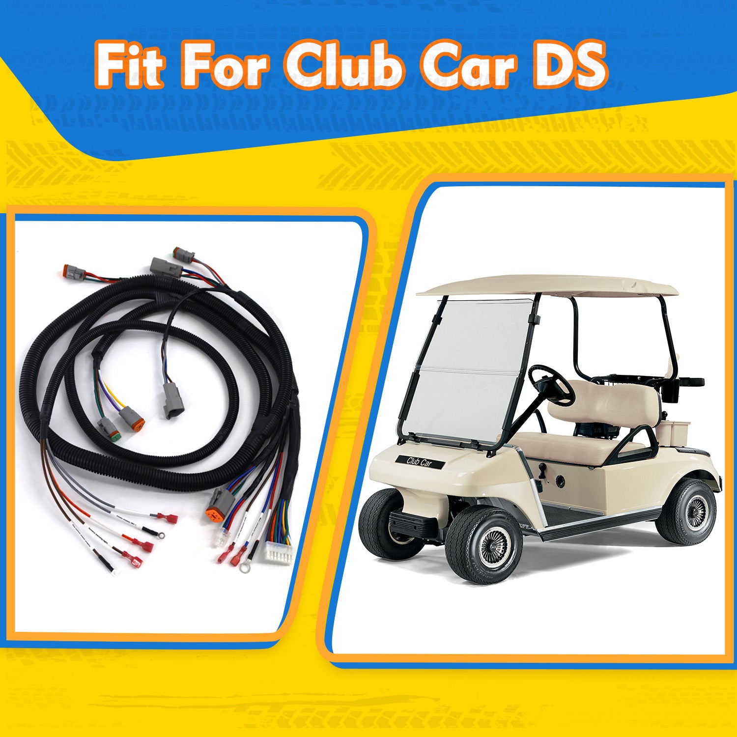 DRIVE-UP Golf Cart Control Wiring Harne10-5201, DS Complete Vehicle Wiringss for Club Car DS - Black Controller #15 Harnesses,OEM #102196601