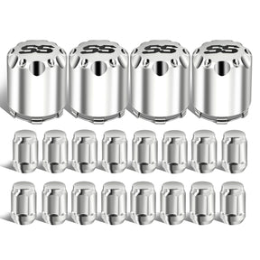 Chrome Golf Cart Center Caps & Wheel Lug Nuts Kit, 4 PCS ITP SS Wheel Hub Cap and 16 PCS Lug Nut for EZGO, Club Car…