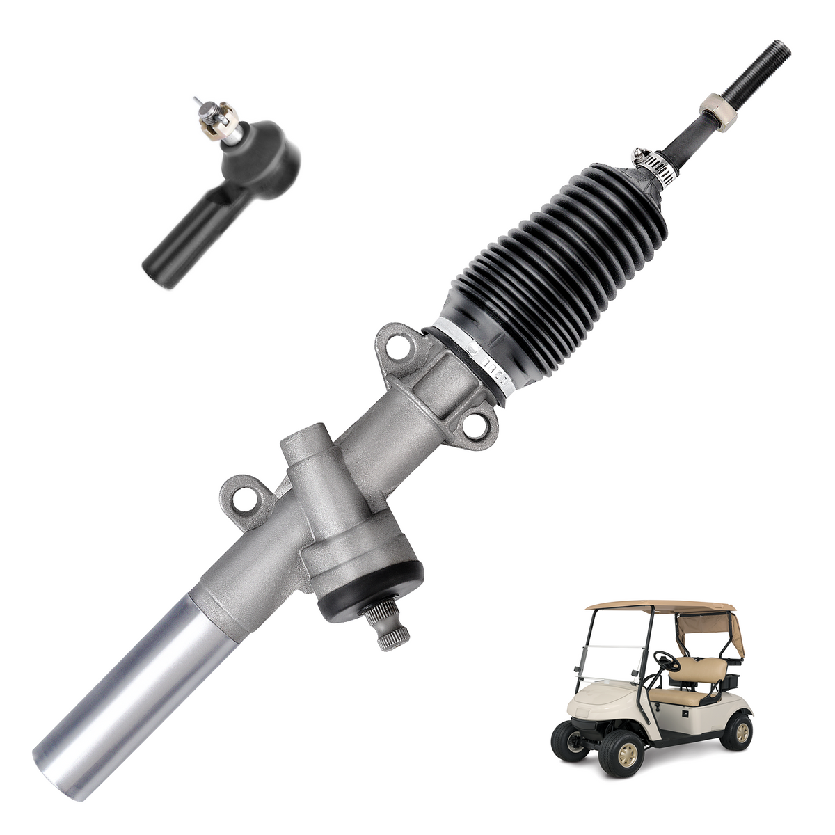 Drive-up EZGO Steering Rack, EZGO TXT Steering Box with Ball Joint and Latch, Suitable for 2001-Newer EZGO TXT and Workhorse Gas or Electric Carts, OEM #70602G01, 70602-G01, 70964G01, 70964G02