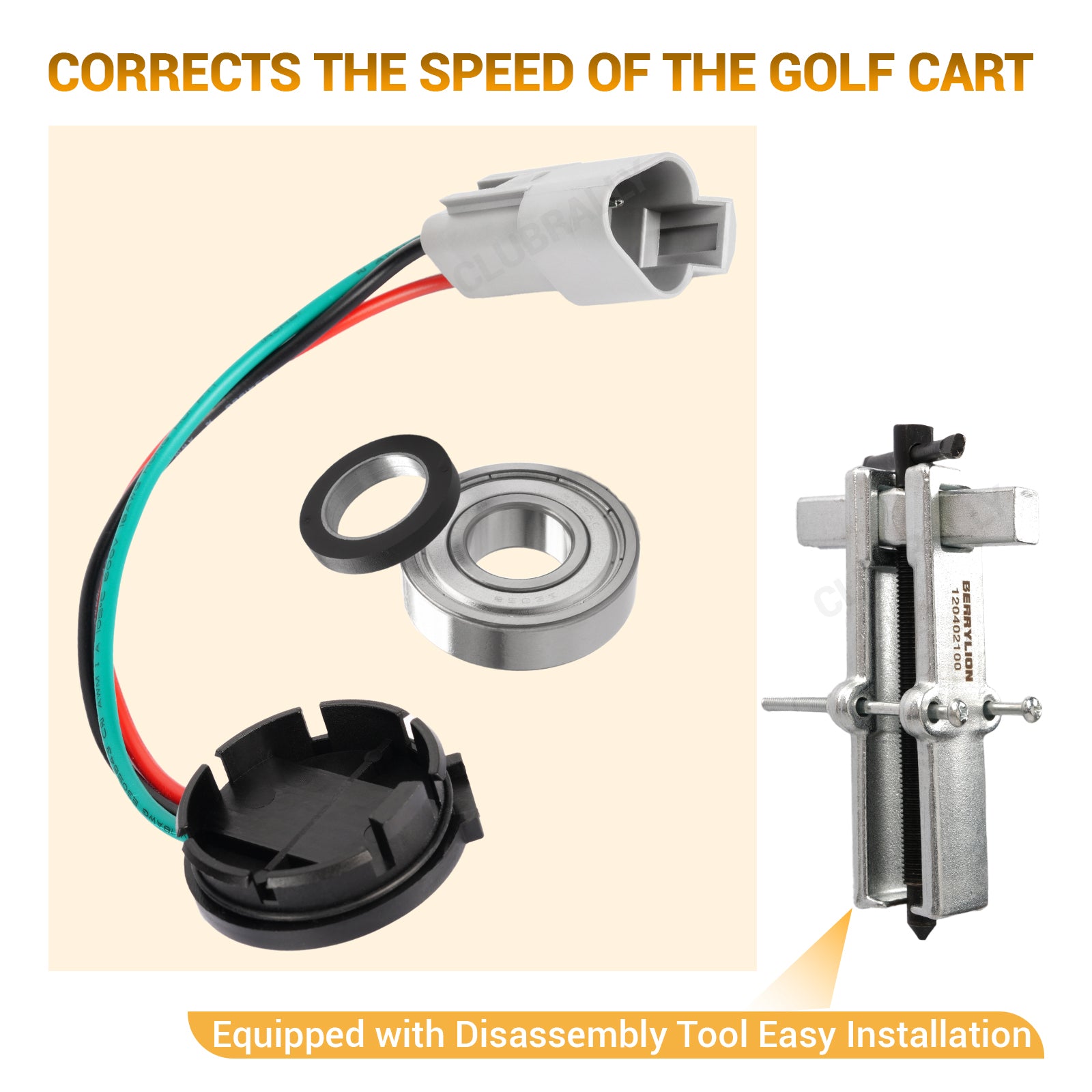 Club Car Speed Sensor and GE Magnet Kit for Golf Cart DS IQ & Precedent with GE Motor Only 102265601 120402100