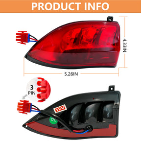 Drive-up Golf Cart LED Taillight for Club Car Precedent 2004-Up and Tempo 2018-Up Models Replacements 12V 3 Wires Rear Light Kit