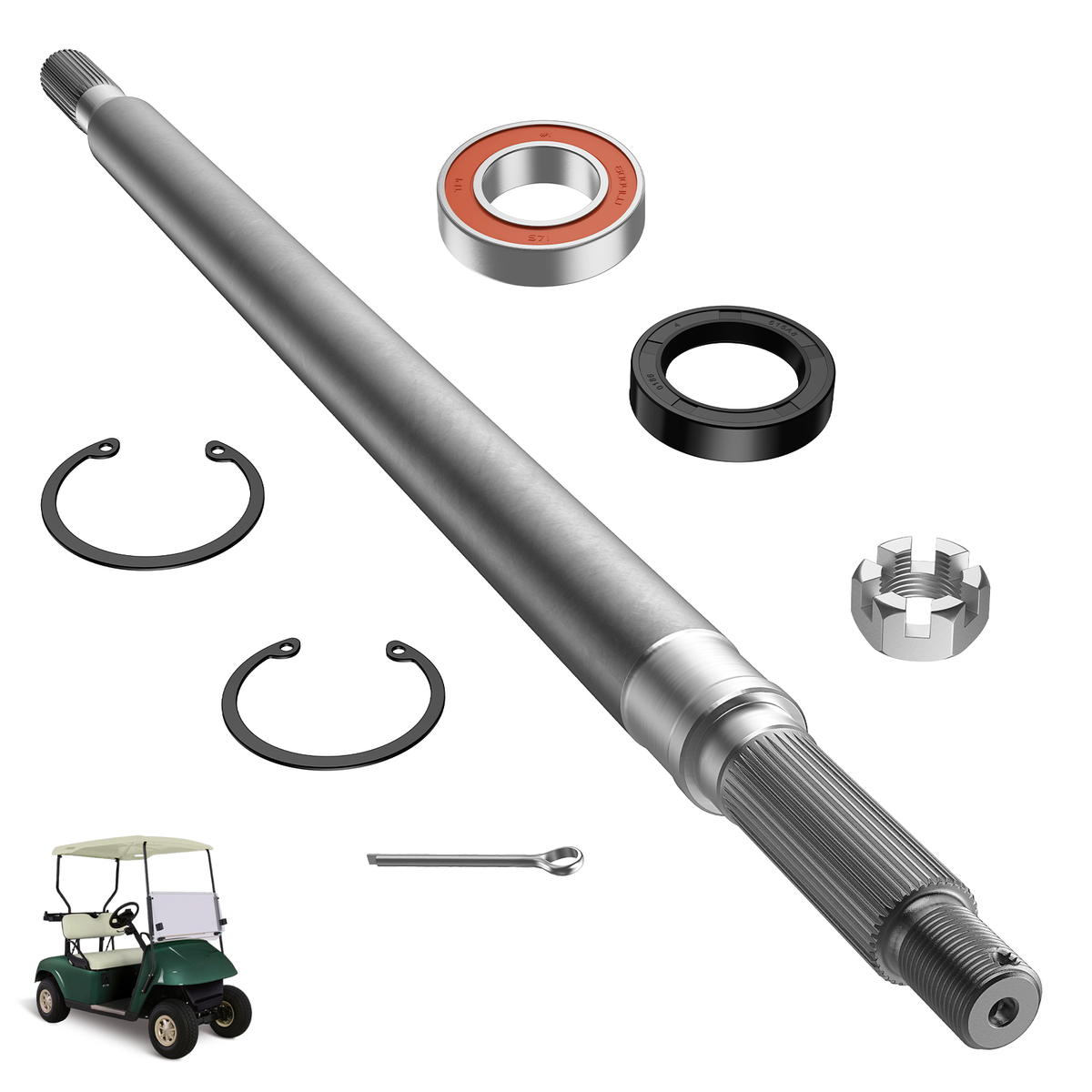 EZGO TXT Rear Splined Axle for Electric Golf Cart Passenger Side