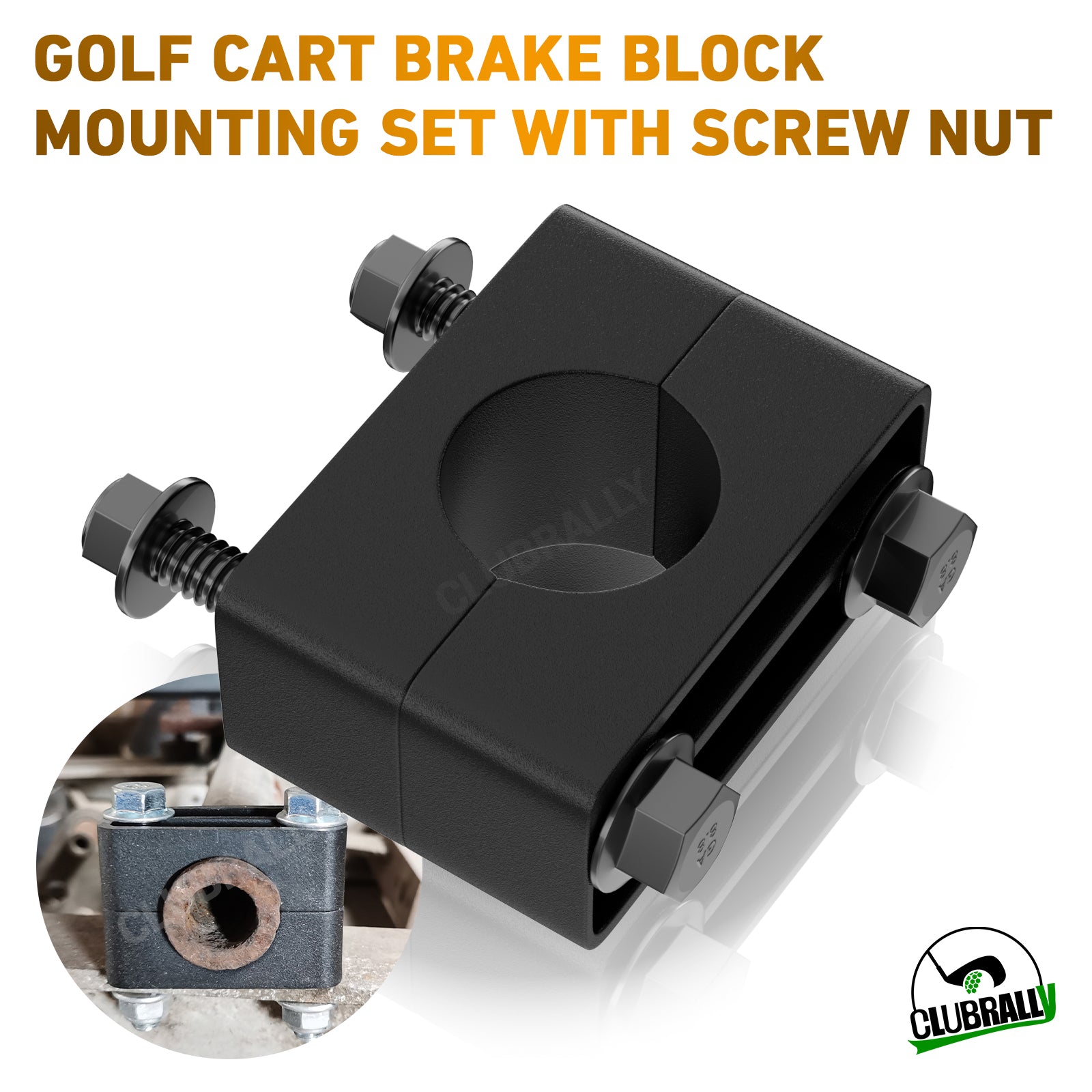 Drive-up Brake Block Mounting Set with Screw Nut for Club Car DS Carryall Golf Cart 1981-Up, OEM#1011402