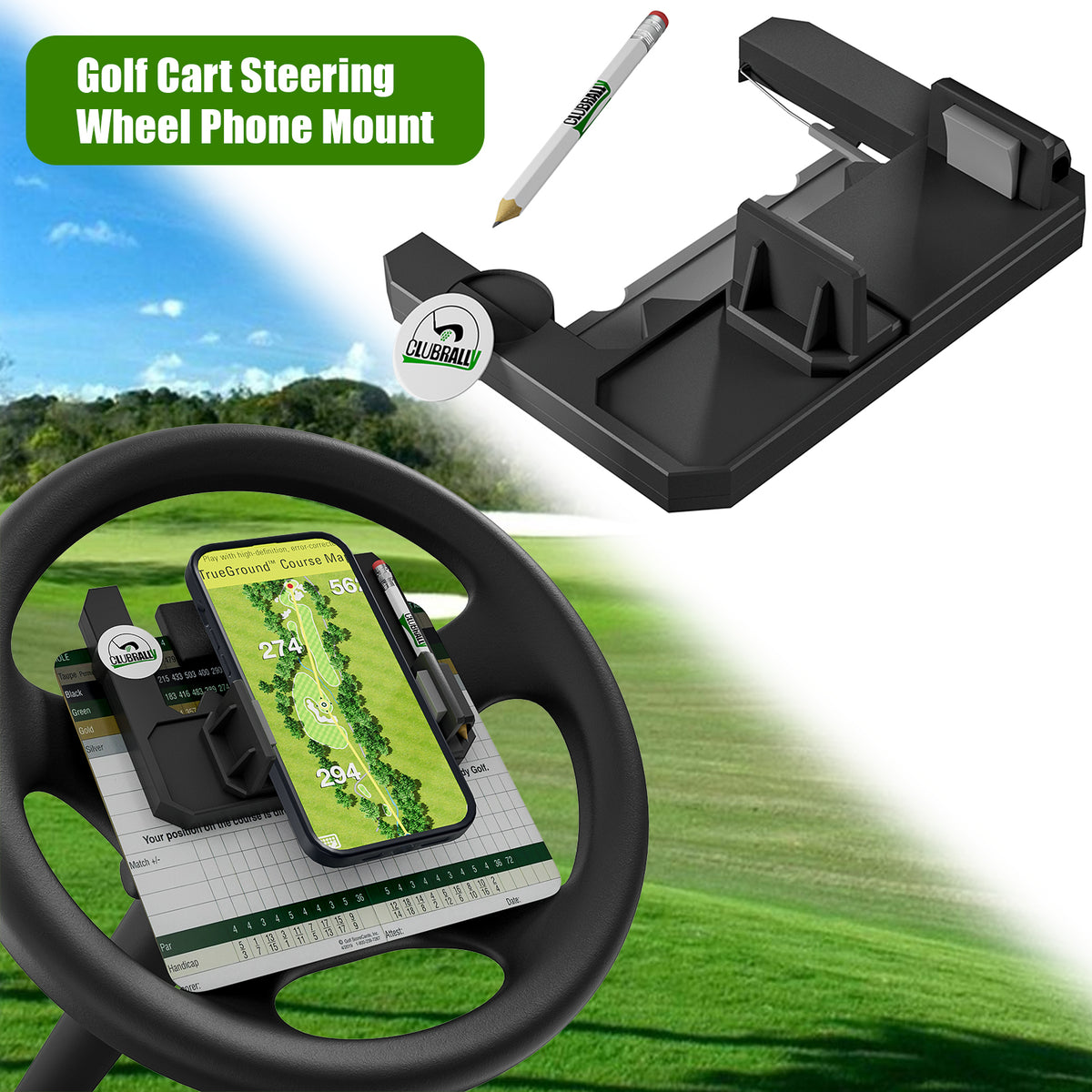 Golf Cart Accessories Steering Wheel Phone Mount for Club Car EZGO Yamaha