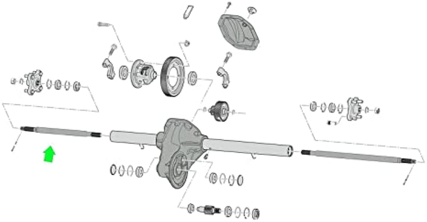 Rear Spline Axle Shaft for EZGO RXV Electric Passenger Side DRIVE-UP