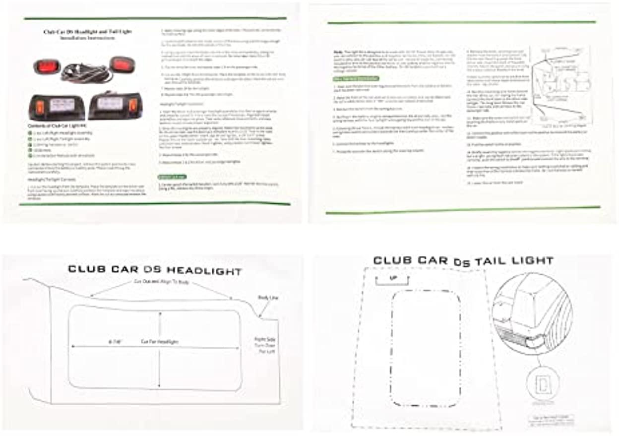 Club Car LED Light Kit 12 Volt Headlight & Tail Light Assembly for Club Car DS DRIVE-UP