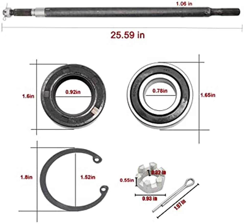 EZGO TXT Rear Splined Axle for Electric Golf Cart 1994-2013 Driver Side or Passenger Side DRIVE-UP