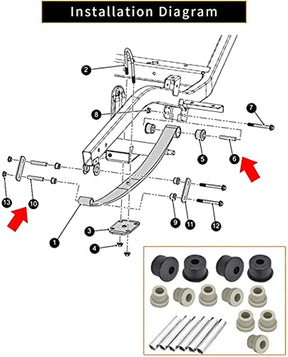 EZGO RXV Rear Leaf Spring and Sleeves Bushing Kit for Golf Cart 2008-up DRIVE-UP