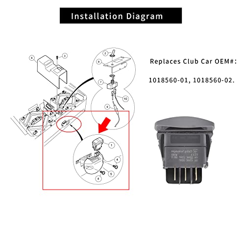 Club Car 48V Forward Reverse Switch for 1996-Up Club Car Precedent PowerDrive Electric Golf Cart DRIVE-UP