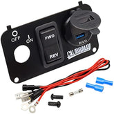 Golf Cart Key Switch Console Plate, Include DC 9V-48V 3.1A Fast Charge Dual USB Charger Sockets & LED Digital Voltmeter & Forward Reverse Switch, Fit EZGO TXT & Medalist PDS（Black）