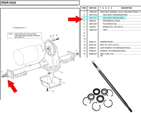 EZGO TXT Rear Splined Axle for Electric Golf Cart 1994-2013 Driver Side or Passenger Side DRIVE-UP