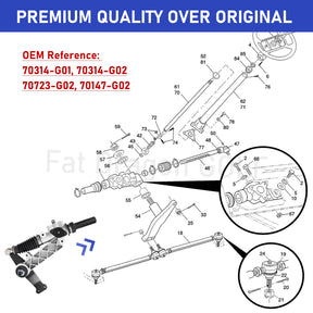 Drive-up EZGO Steering Rack, Golf Cart Steering Rack Suitable for 1994.6-2001 EZGO TXT and Medalist Golf Cart, OEM #70314-G01, 70314-G02, 70723-G02, 70147-G02